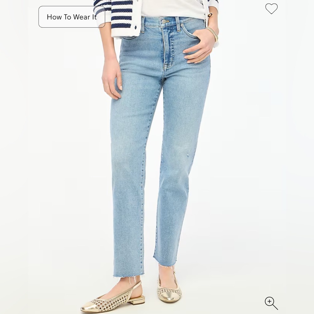 J. Crew Stovepipe High Rise Straight Leg Jeans Still Pond Washed Denim 27